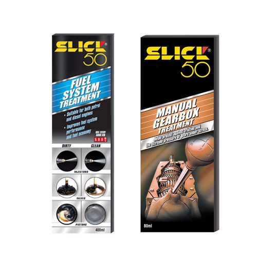 SLICK 50 2 Pack FUEL TREATMENT INJECTOR CLEANER + MANUAL GEARBOX OIL TREATMENT