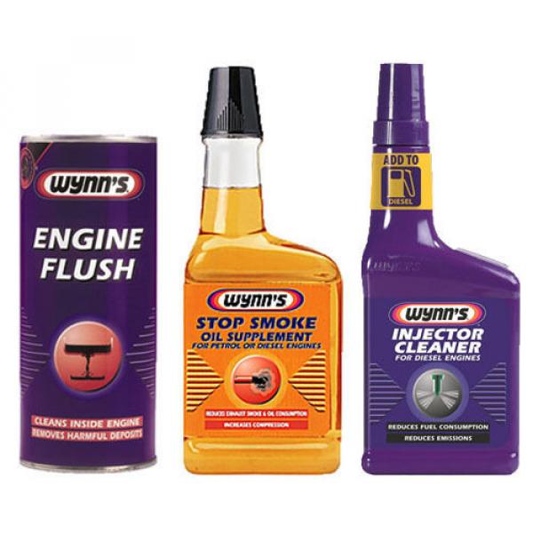 WYNNS 3 Pack ENGINE FLUSH + OIL STOP SMOKE + DIESEL INJECTOR CLEANER TREATMENT #1 image